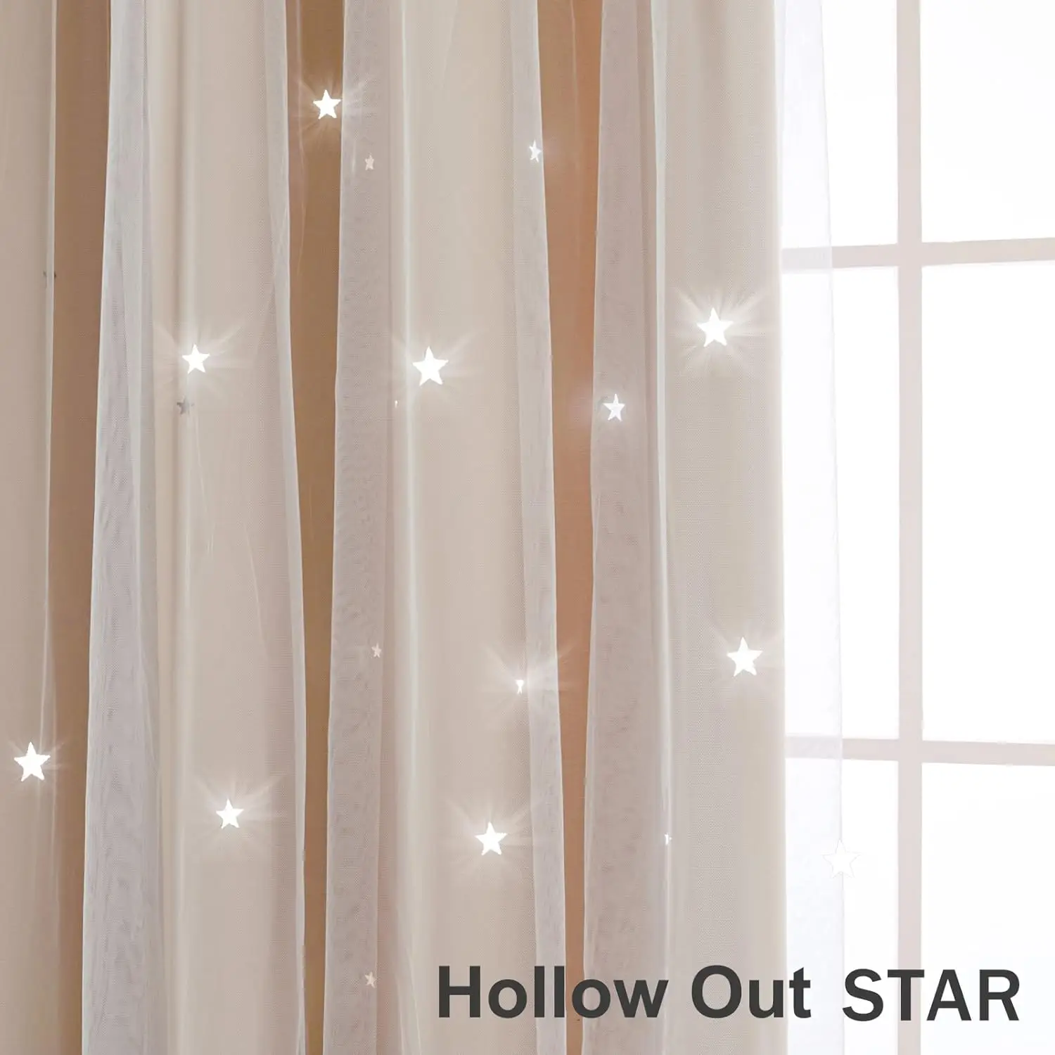 1PC Star Blackout Curtains, Tulle for windows with Double Layer, Curtains for Ramadan, Decoration for Eid For House Room