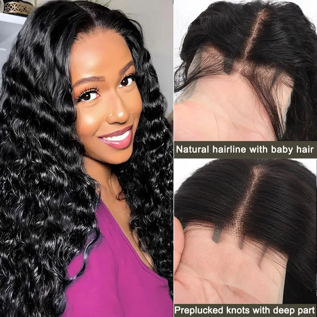 13x4 Lace Front Human Hair Wig Deep Wave Wig 13x4 Lace Front Wig Brazilian Remy Human Hair Wigs With Baby Hair Natural Color