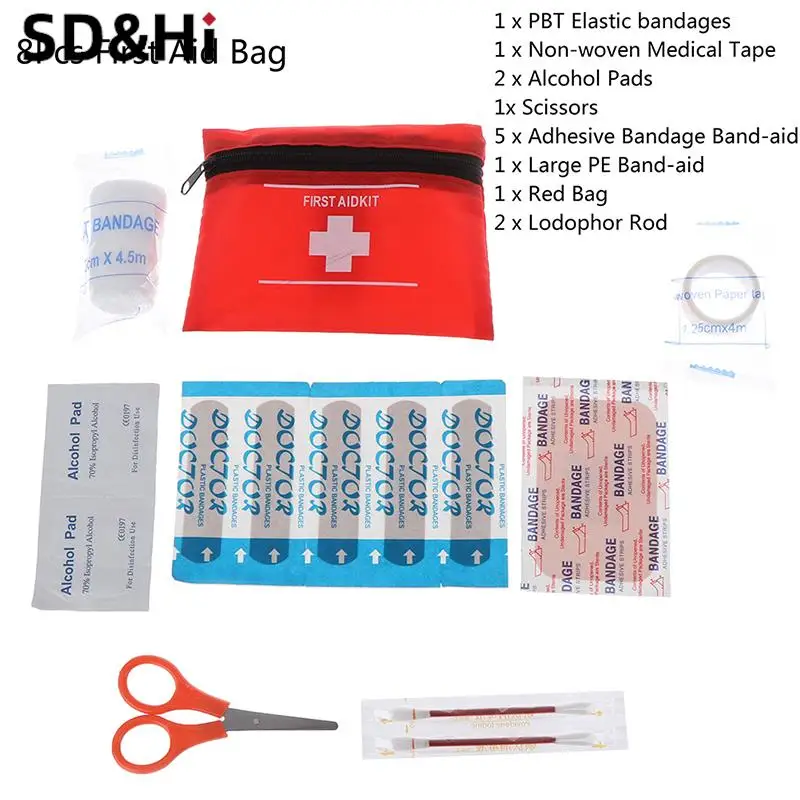 1 Juego de vendaje para el cuidado de heridas, suministros médicos, Kit de supervivencia de emergencia, bolsa de almacenamiento de viaje para el