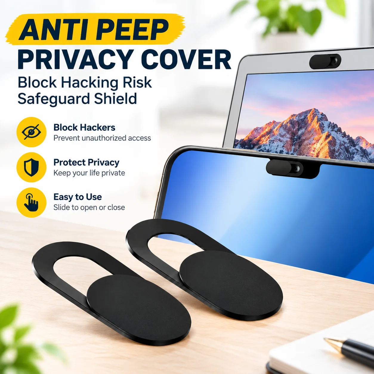 Anti Peep Front Camera Lens Privacy Cover Sticker for Mobile Phone Laptop Tablet, Block Hacking Risk Safeguard Shield