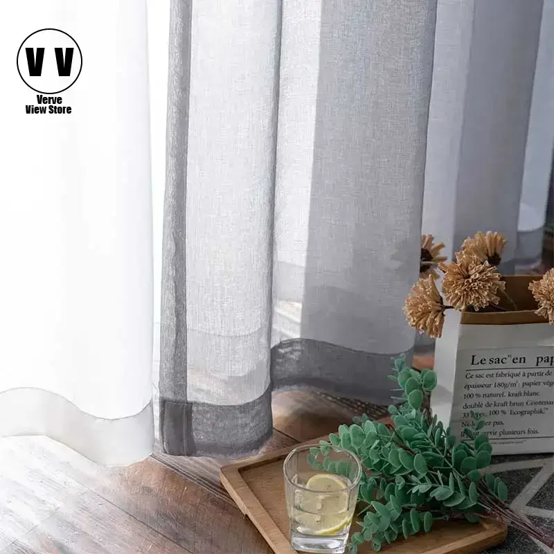 

Solid Linen Tulle Curtain for Living Room, Window Screen for Bedroom, Mondern Sheer Voile Curtain, Blind Drapes, Finished Panel