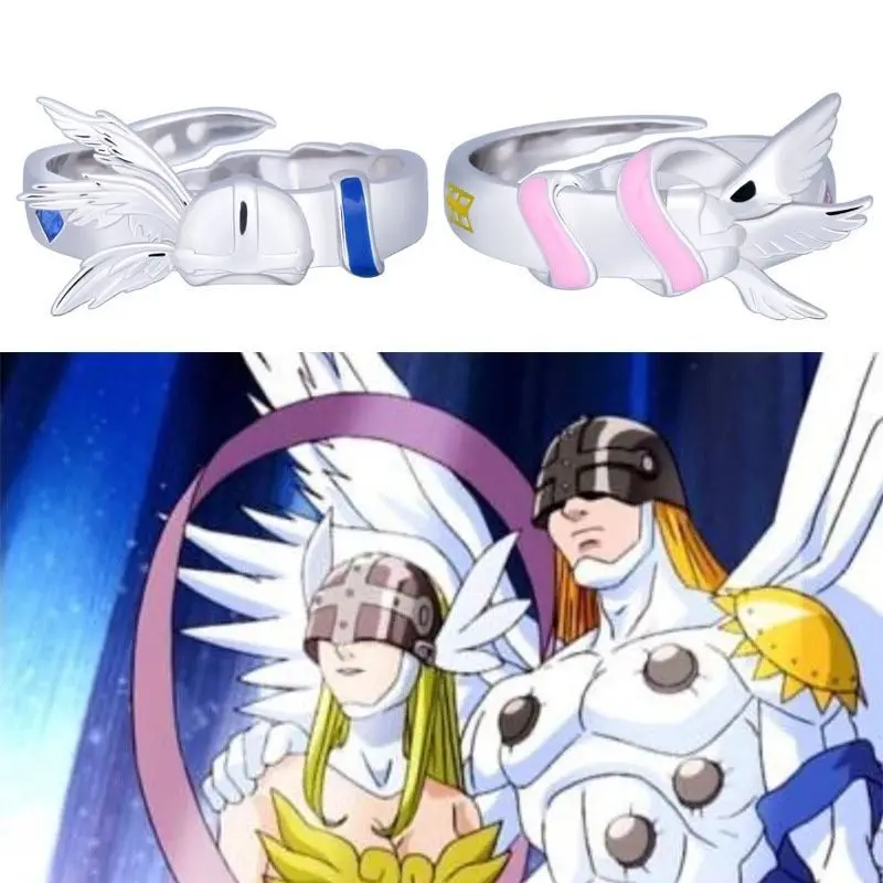 Anillo de Anime Digimon Digital Monster Cherubimon, anillos con apertura ajustable para parejas de dibujos animados Unisex, accesorios de joyería para fiesta