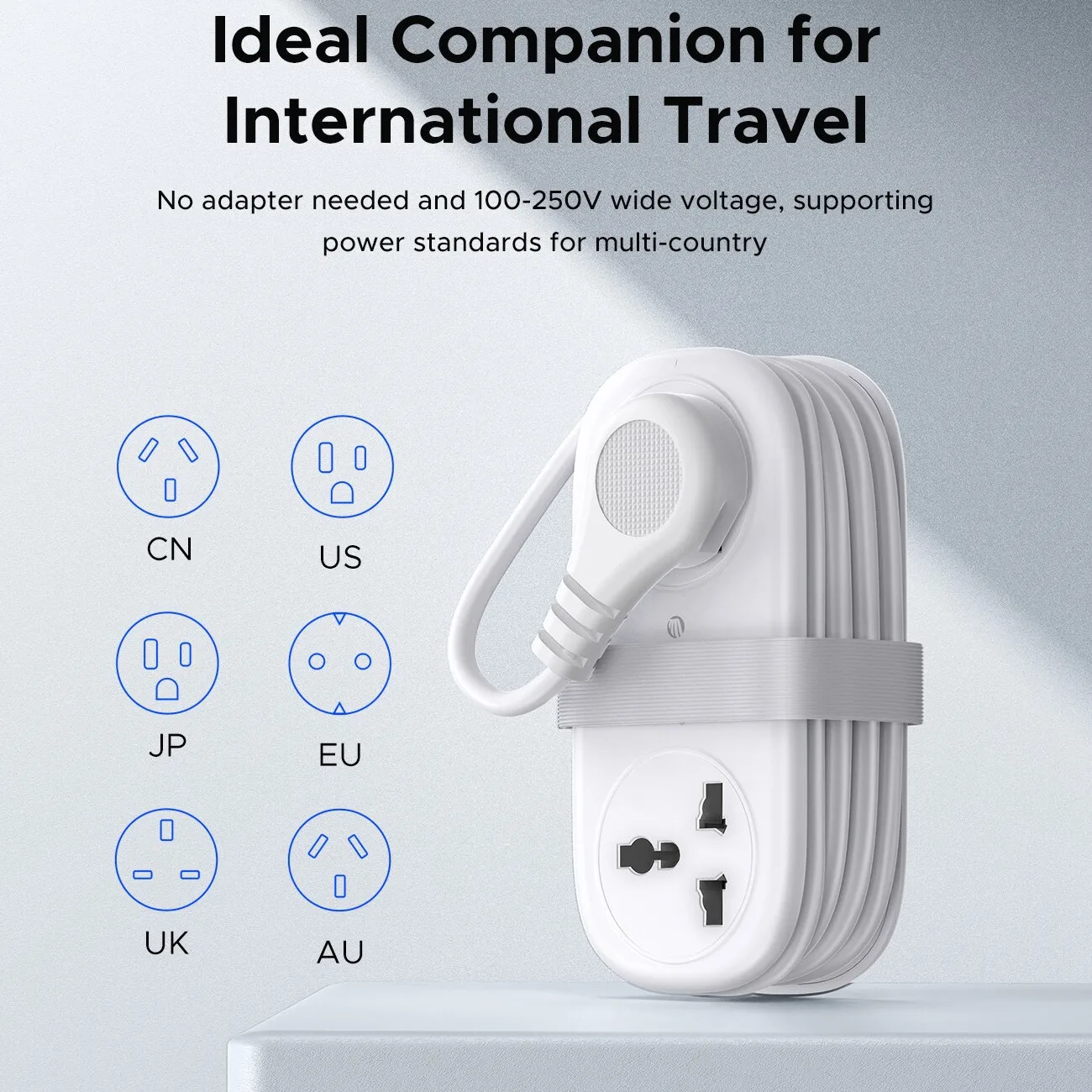 Mini power board 20W PD + 3USB + 2 socket, portable 135cm extension cable universal socket