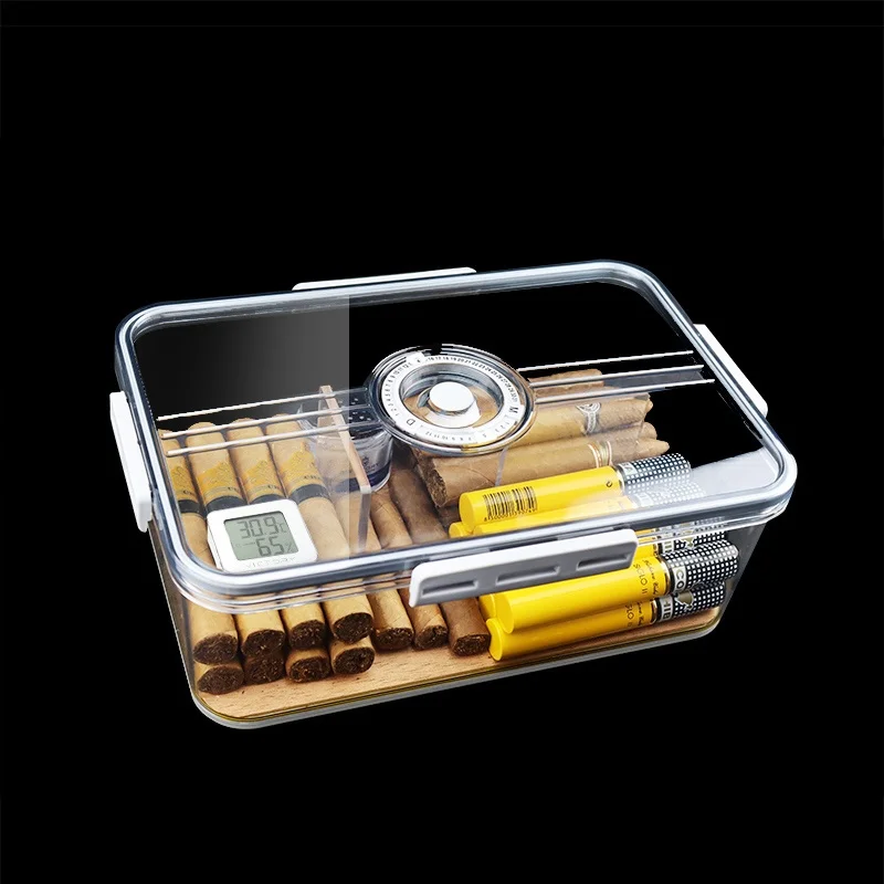 

Коробка для хранения сигар из кедрового дерева с увлажнением, герметичная, большой емкости, влагонепроницаемая, для выдержки сигар при постоянной влажности