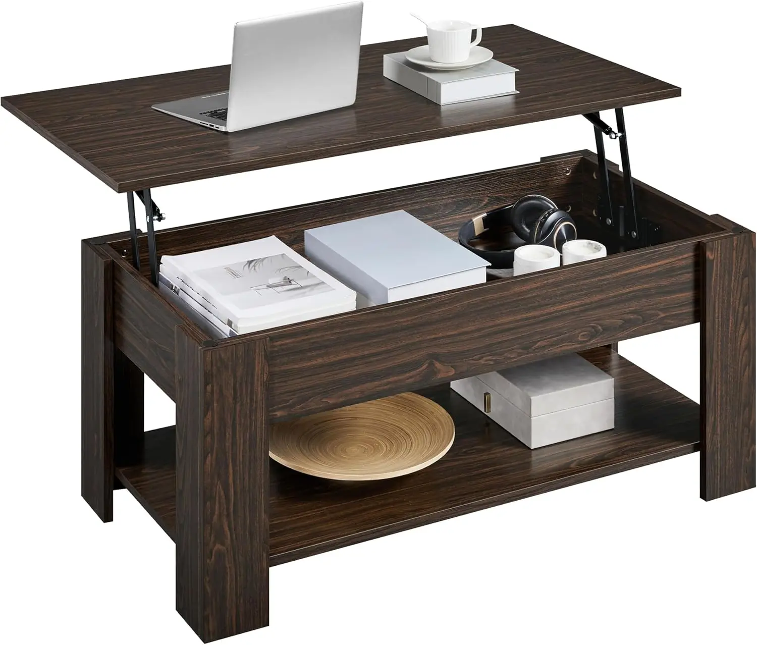 

Yaheetech Lift Top Coffee Table With Hidden Compartment And Storage Shelf, Rising Tabletop Dining Table For Living Room