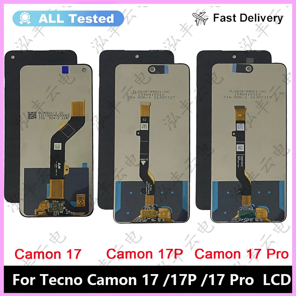 For Tecno Camon 17 Pro CG8 CG8h LCD Display Touch Screen Assembly Digitizer Replacement LCD Camon17 CG6j Camon 17P CG7 CG7n lcd