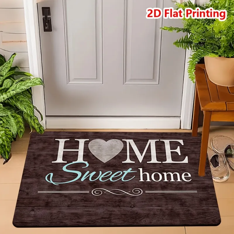 Home Sweet Home Doormat Rustic Wooden Style Non Slip Floor Mat for Front Door Entryway Decor rug