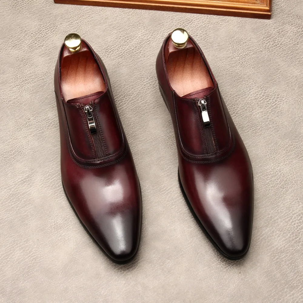 Men's Dress Shoes Pointed Toe Oxfords Classic Business Men Leather Shoes Slip on Wedding Casual Shoes Office Comfortable Loafers
