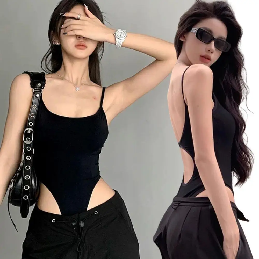 

Y2k Summer Sexy Bodysuit Women's Fashion Streetwear Vintage Bodycon Body Basic Top Sleeveless Bodysuit Jumpsuit Women's Tube Top