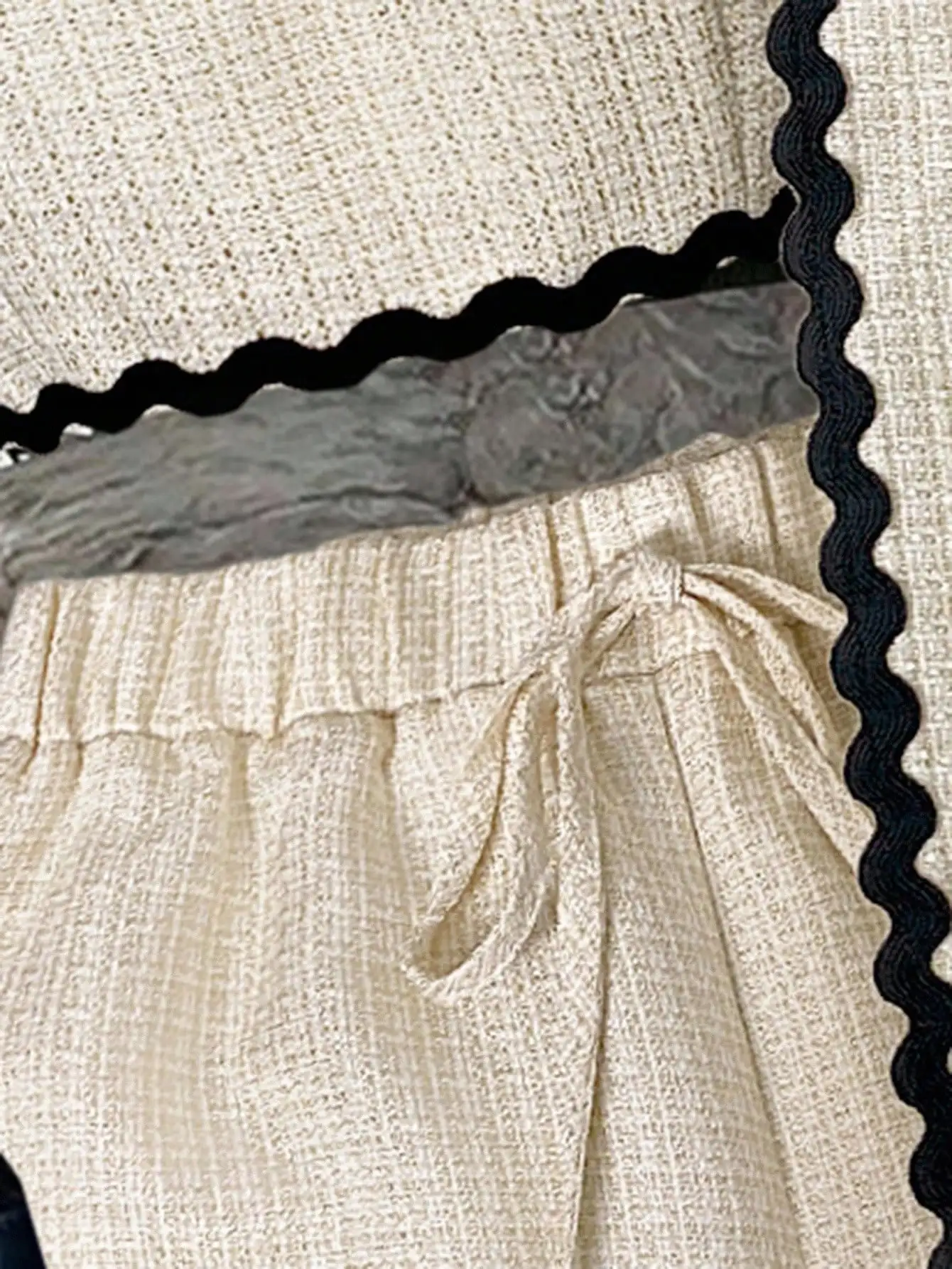 3-delige damesset: Cardigan met golvende zoom, cropped cami & shorts voor casual school of werk