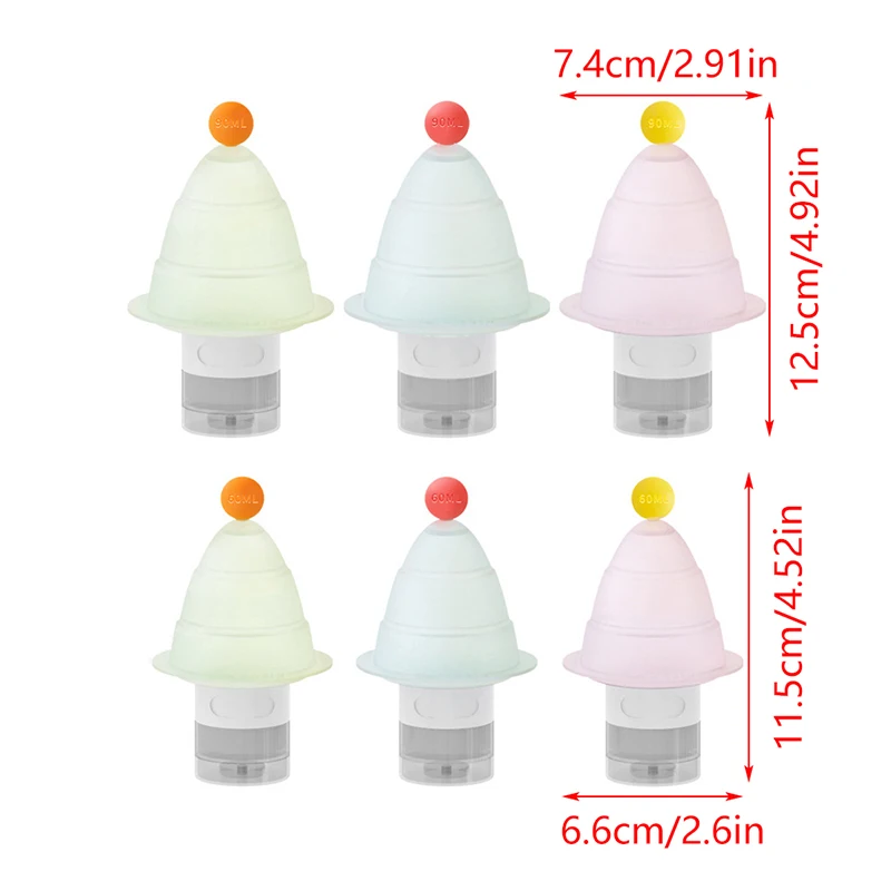 3Pcs/Set Refillable Bottle 60ml 90ml Soft Lotion Container Squeeze Tube Empty Bottle Portable Travel Shampoo Bottle