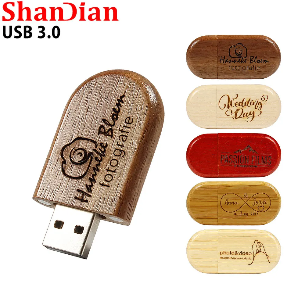 Imagem -04 - Drives Flash de Madeira de Alta Velocidade com Logotipo Livre Usb 3.0 Pen Drive Fotografia Custom Memory Stick u Disk 64gb 32gb 16gb 8gb 20 Pcs por Lote