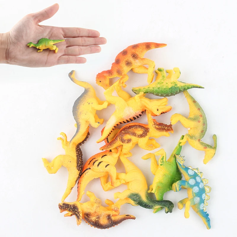 12Pcs Mini Simulation Dinosaur Models Tyrannosaurus Rex Pterodactyl Toy Set Children Cognitive Early Learning Toys Birthday Gift