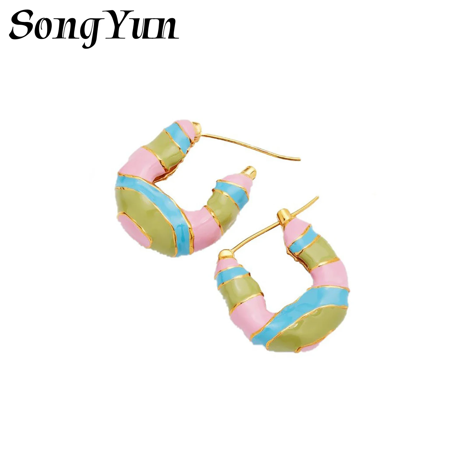 

SongYun Jewelry MHT Quality Brass Stud Earrings Dangle CZ 7A Zircon Christmas Gift Gold Plated Women Earring Jewelry