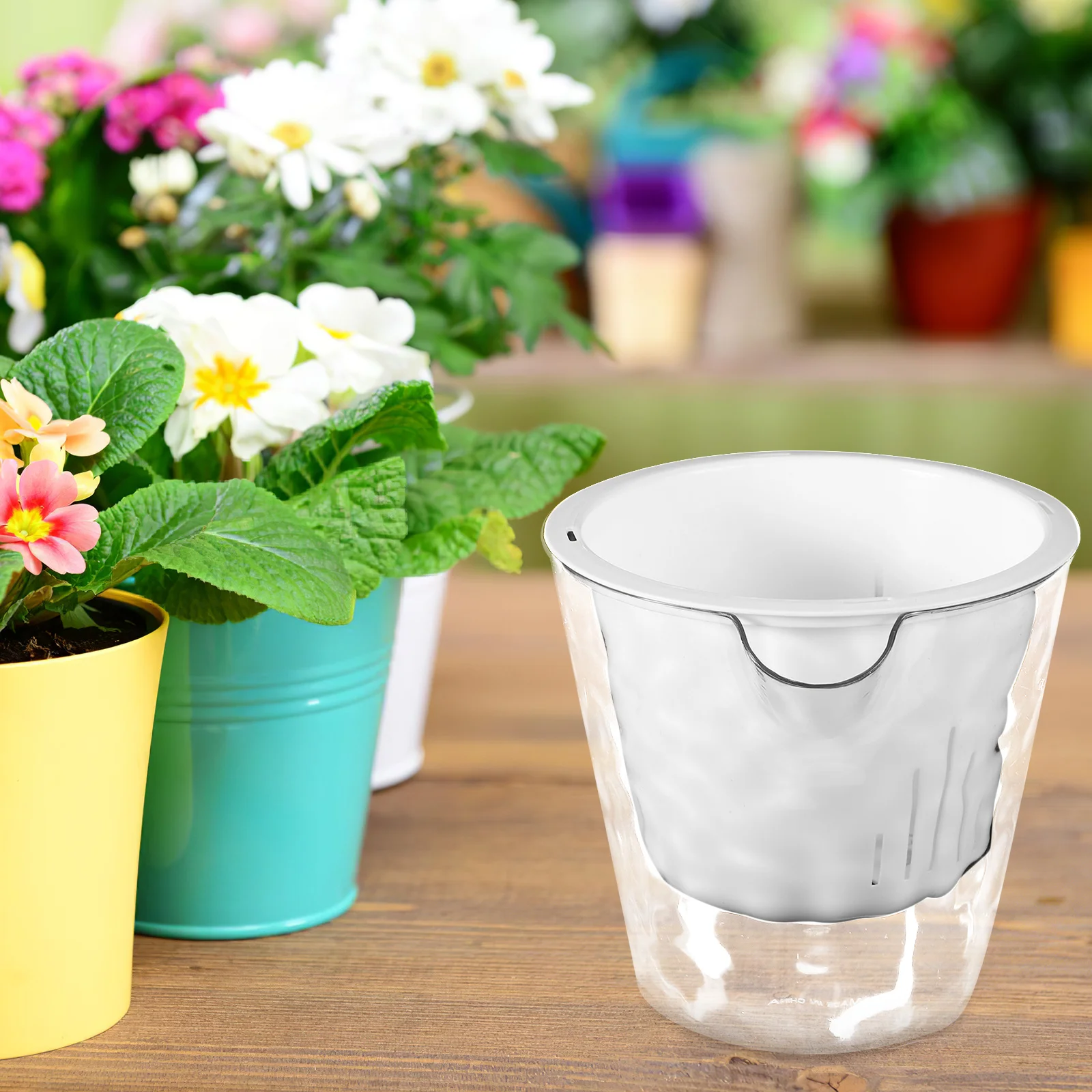 

Self-Watering Flowerpot Transparent Plastic Planter For Hydroponic Plants Automatic Watering Pot Clear Plant