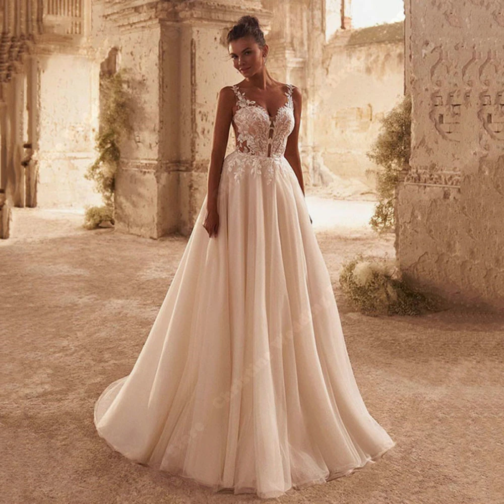 

Sweetheart Collar Women Wedding Dresses Lace Sleeveless A-Line Bridal Gowns Customized Engagement Banquet Vestido De Novias 2024