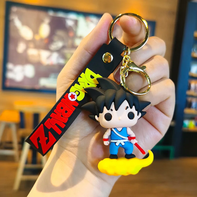 Ball Z Goku PVC Keychain 3D Cartoon Anime Figure Keyring for Kids Bag Car Key Holder - Cute Collectible Gift for Boys Girls