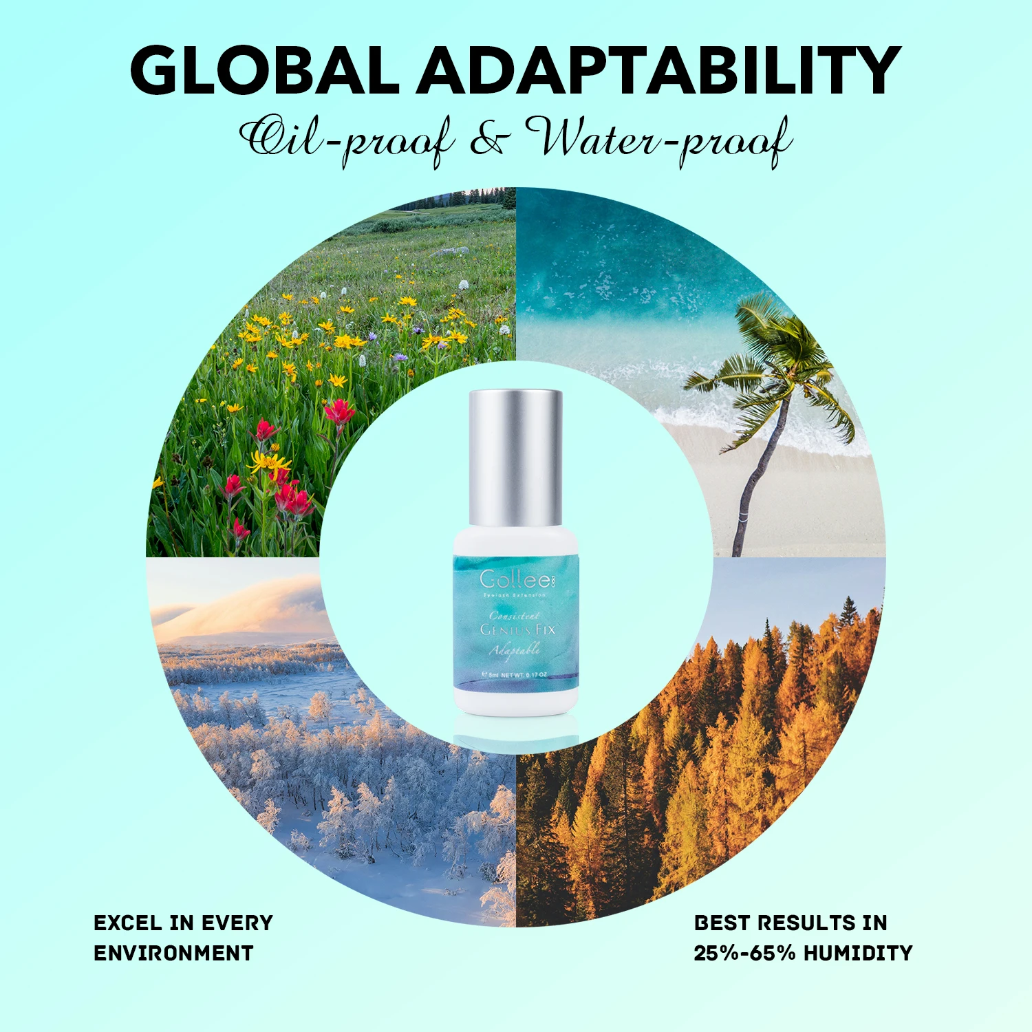 Gollee Hypoallergener Klebstoff für falsche Wimpern, 1 Sekunden, schnell trocknend, 8 Wochen Klebstoff, ölbeständig, schwarz, wasserfest