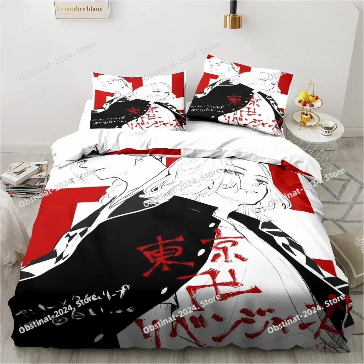 

Anime Tokyo Revengers Ryuguuji Ken Sano Manjiro Printed Bed Set Duvet Cover Pillowcase Bedding Set Bed Linen Sheet Quilt Full