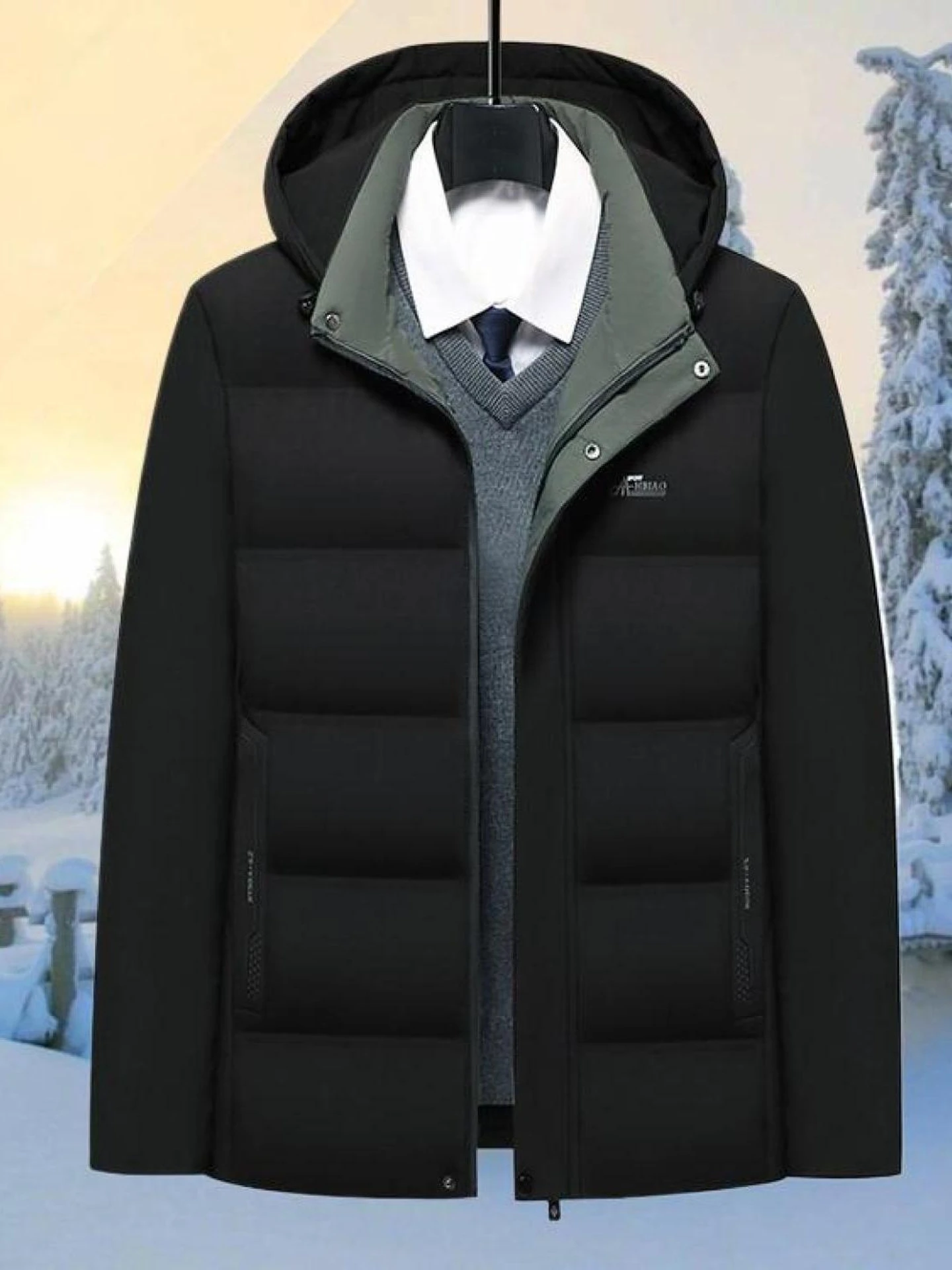 

Теплая утолщенная хлопковая куртка для мужчин с воротником-стойкой, повседневная зимняя одежда, приталенный крой, модный городской стиль, со съемным капюшоном