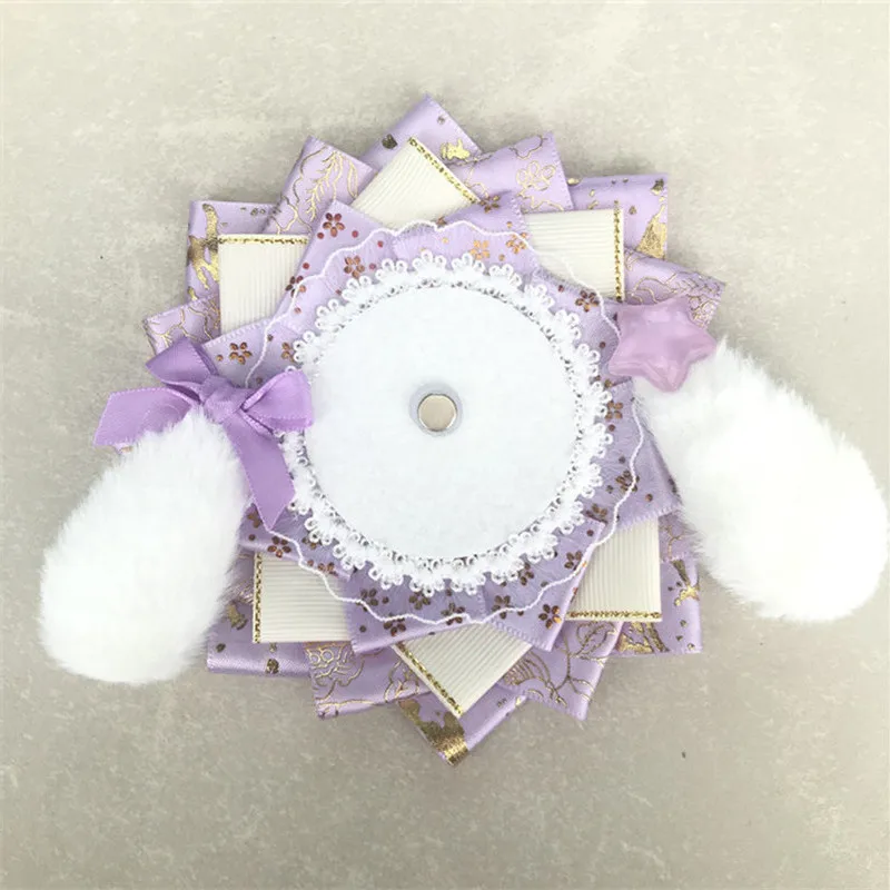 Cute DIY Badge Holder Ribbon Lace Badge Rosette Base Tray Ita Bag Fill Accessories Badge Pins Display Anime Itabag Decorations