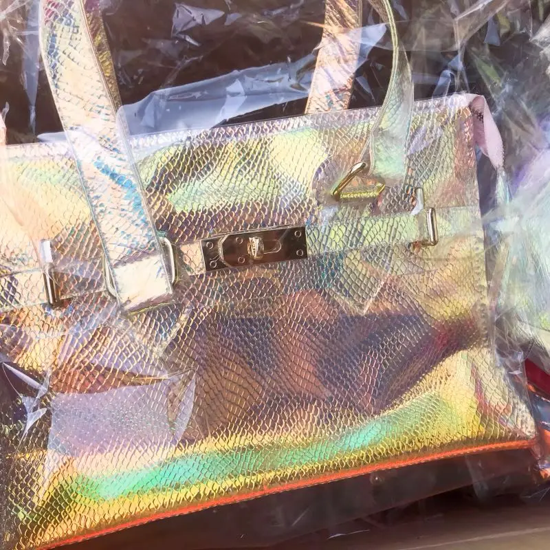 Bolsos dulces transparentes holográficos con holograma láser, bolsos de hombro coloridos y elegantes, regalo del Día de San Valentín