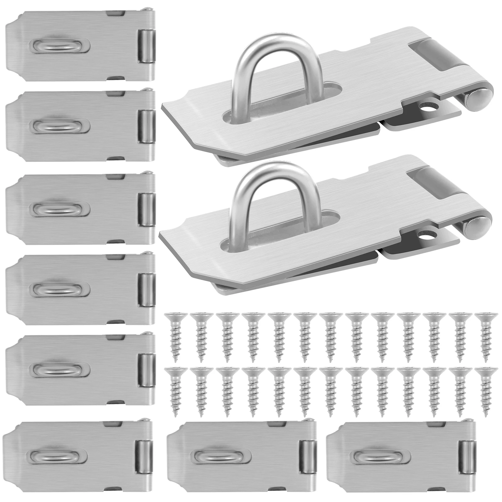 

Hasp Lock Stainless Steel Padlock Latch Lock with Screws Safety Door Clasp Hasp Lock Rustproof Hasp Latch 4×1.5 Inch