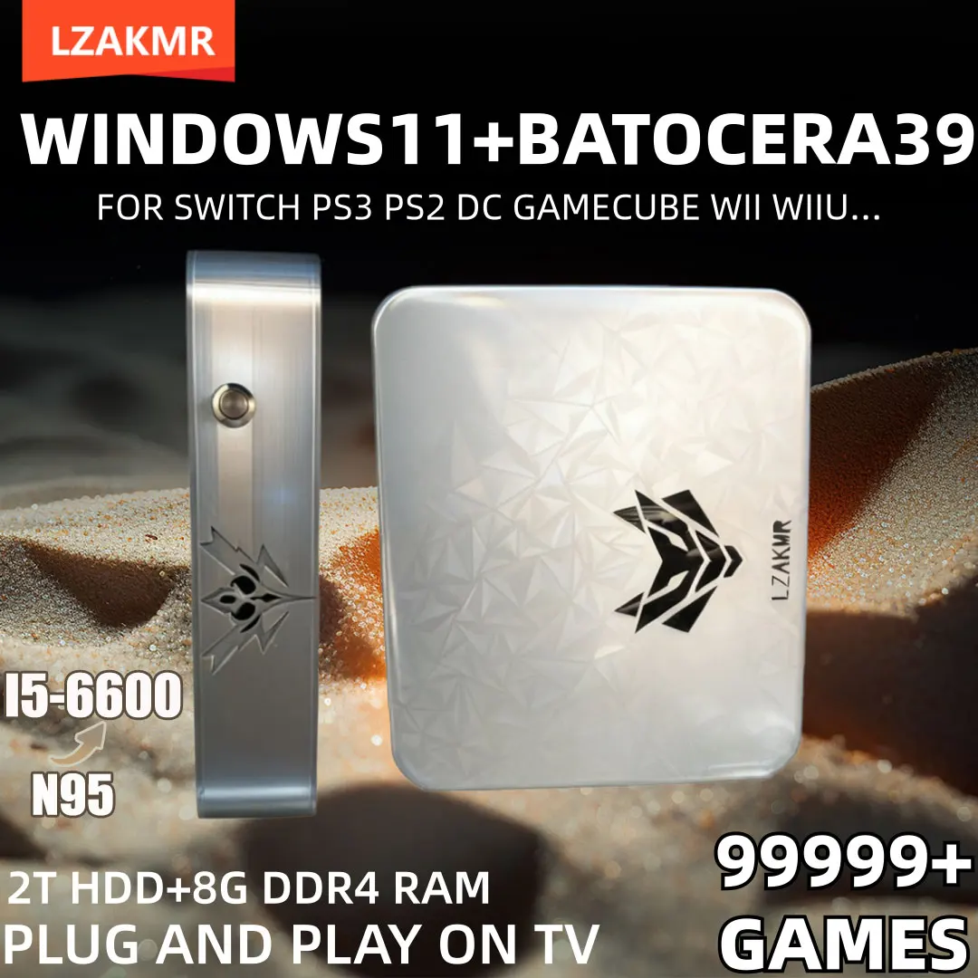 

AK1 Game Console 99999+Games Upgrade to I5-6600 4K Output Windows11 and Batocera Dual Controllers For PS2 PS3 WII SS NGC Switch