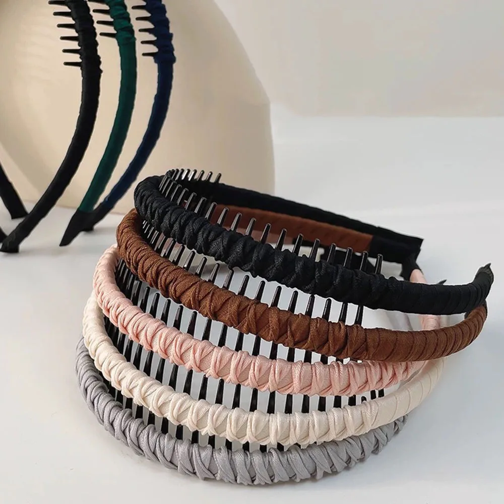 2pc Cute Plastic Black Brown Toothed Anti-skid Headband Women Girls Hair Bands Elegant Washface Hairband Hair Accessories