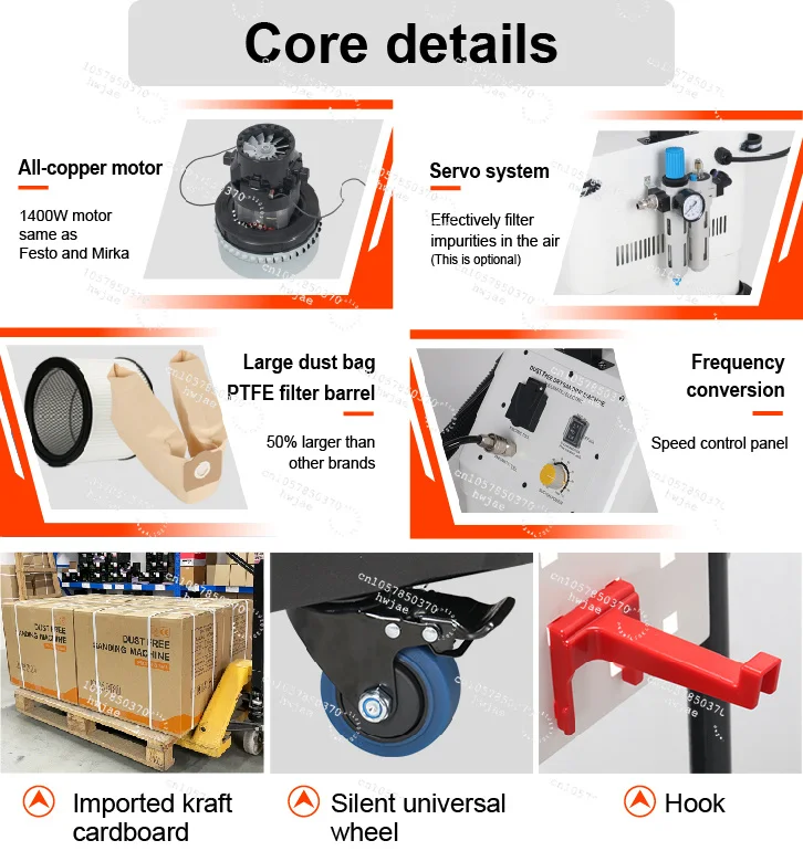 Industrial Pneumatic Car Repair Dust-Free Sanding Machine with Adjustable Speed and Strong Suction