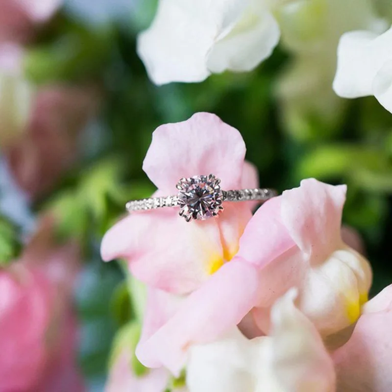 Hot Selling S925 Sterling Silver Ring With Zircon Rose Gold Design Fashionable Eight Hearts And Eight Arrows Round Women S Ring