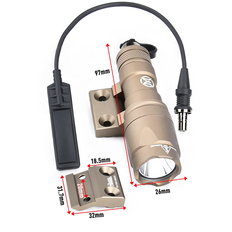 WADSN M300 Flashlight SMRM Mount For MLOK KEYMOD Tactical White LED Light M300A Airsoft Hunting Lamp Fit 20mm System