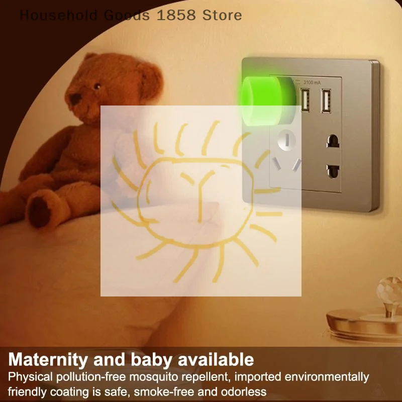 

2pcs LED Mosquito Repellent Light Creative Portable USB Night Light Home Bedroom Mini Eye Protection Light High Quality