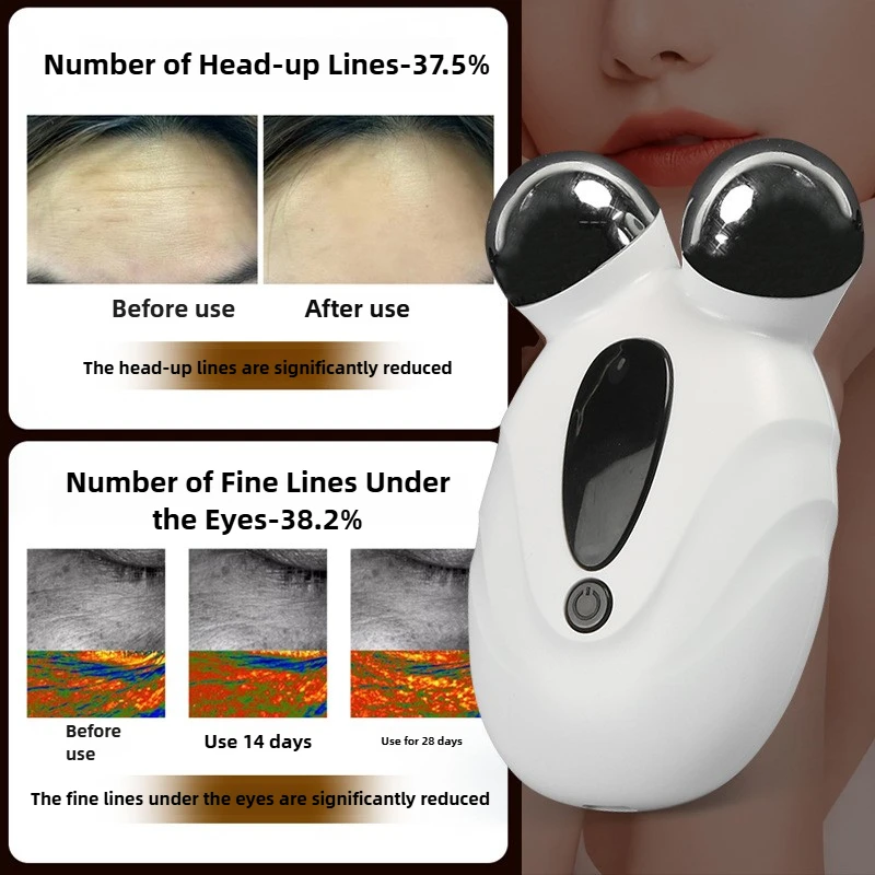 Microcurrent Skin Rejuvenation และ Face Lifting Massager 3D Roller ต่อต้านริ้วรอยกระชับลด Double Chin Face อุปกรณ์ความงาม