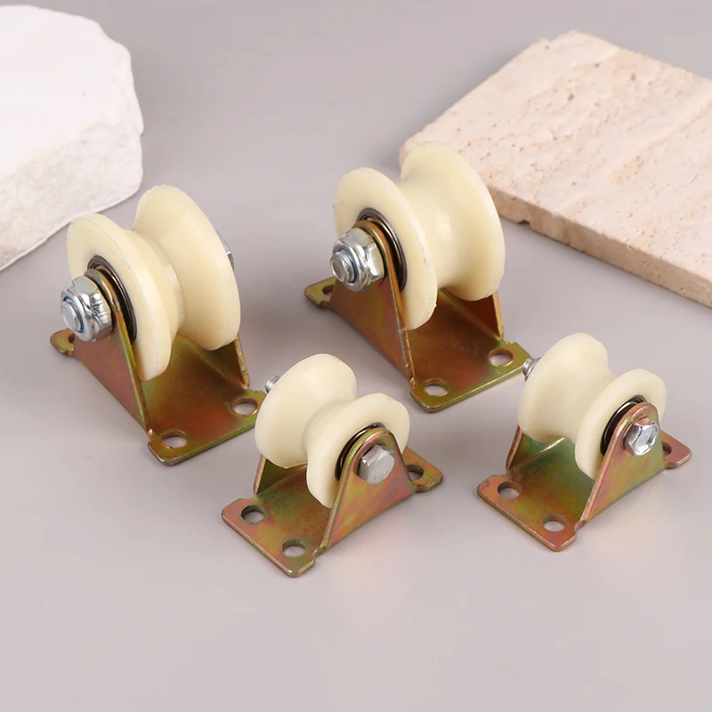 Nylon Grooved Roller Track Pulley V / U Nylon With Stand 30mm 50mm Door Grooved Heavy Duty Rollers Sliding Heel