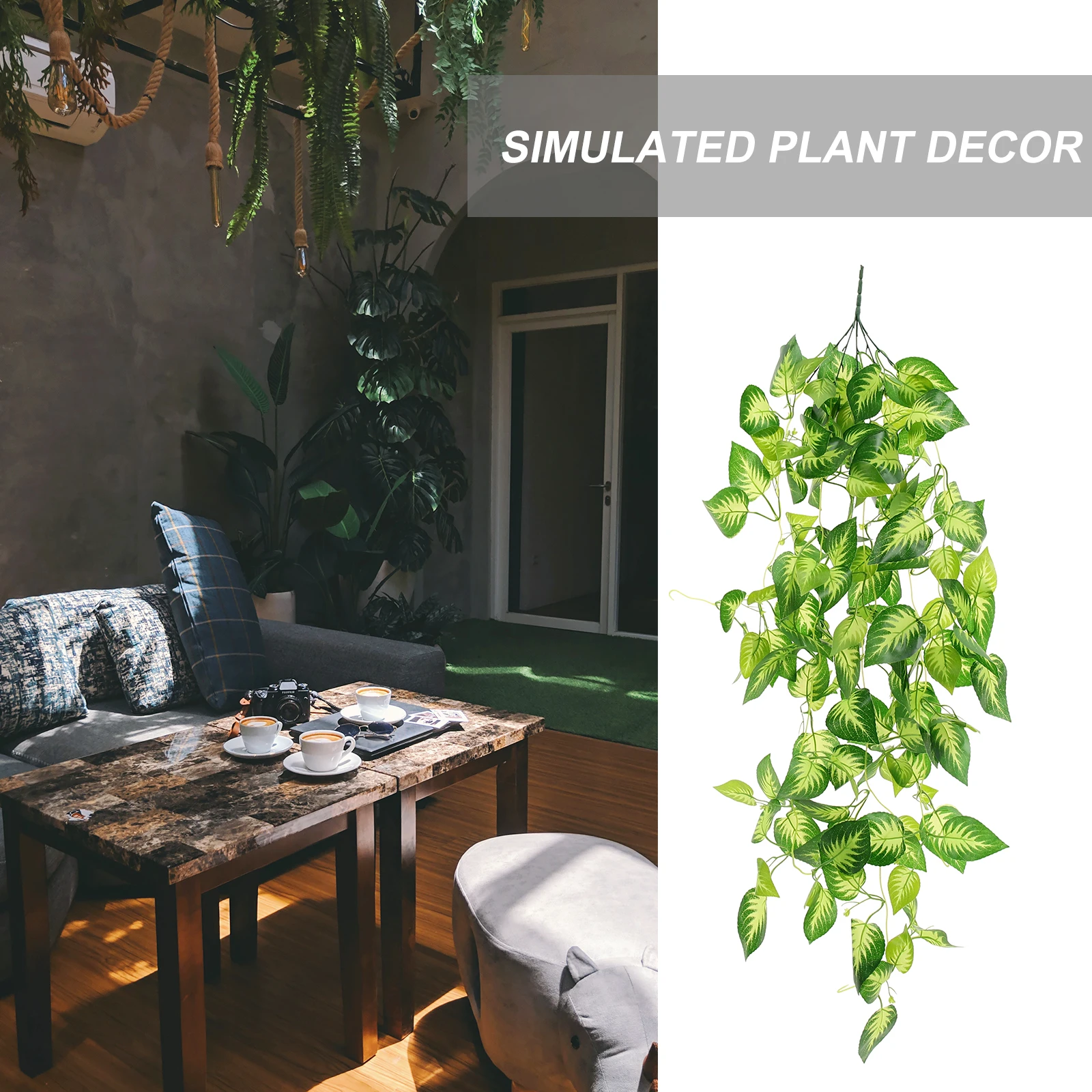 

Artificial Plants Realistic Leaf Decor Wall Mounted Fake Hanging Plant Greenery Indoor Outdoor No Maintenance