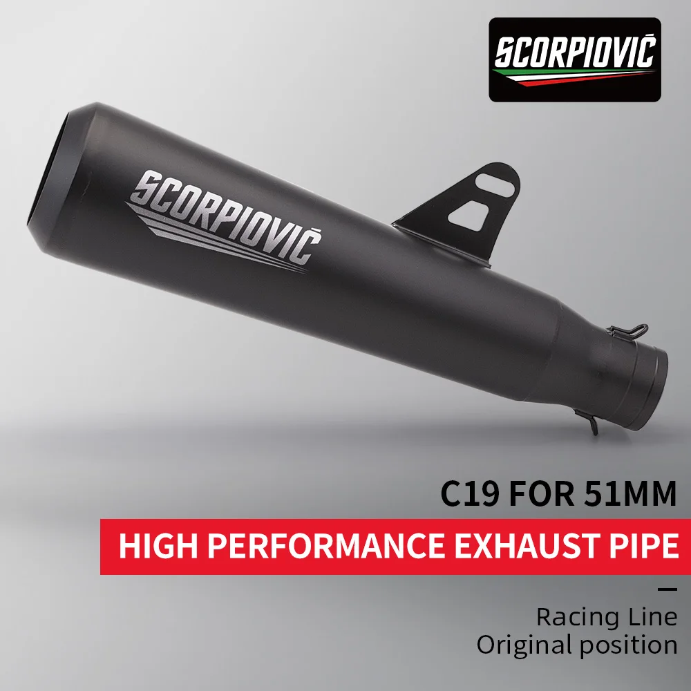 

51mm Universal For R6 R15 R1 Tmax155 XMAX GSX250 Pcx125 CMX300 500 Rebel 1100 Motorcycle Exhaust Pipe Muffler Silencer C19