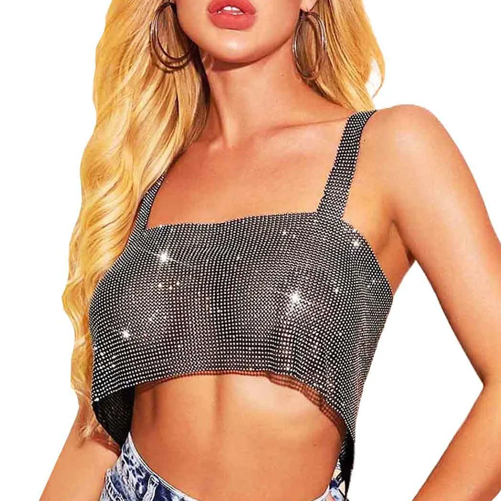 Wind New Summer Women's Metal Rhinestone Tank Top Versatile Sexy Spicy Girl Nightclub