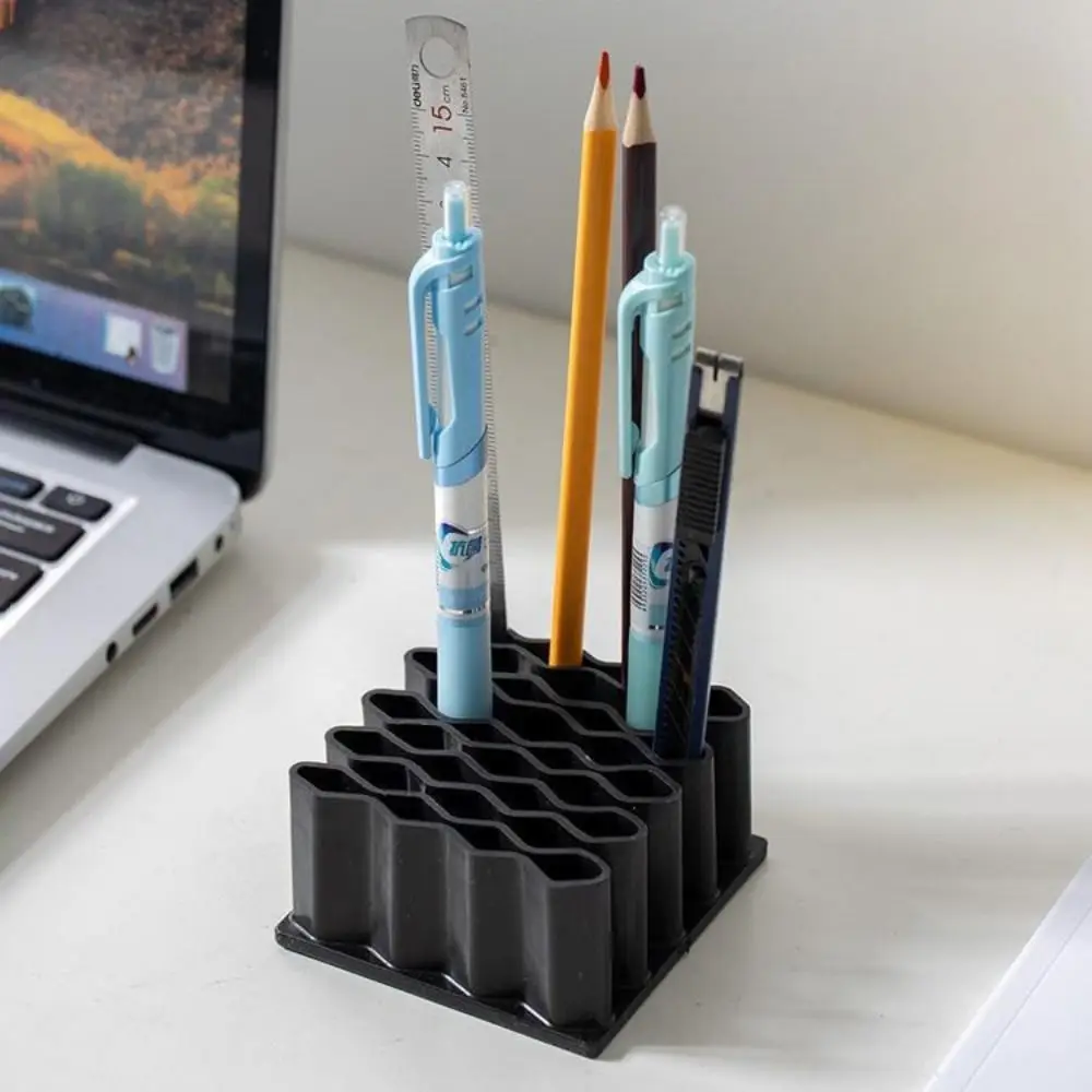 Silicone Pencil Storage Rack Durable Large Capacity Desktop Pen Holder Wave Shape Cute Makeup Brush Organizer