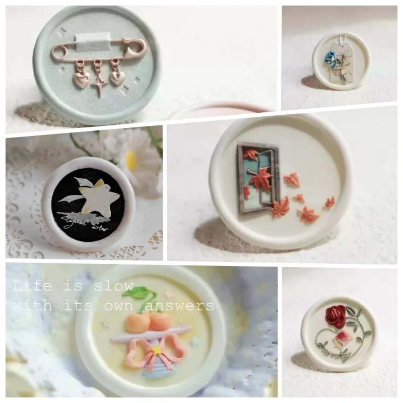

New Creative Stamps Lacquer Seal Head Rose Cute Repairing Hook Thousand Paper Crane Relief Bread Alien Series Hand Account Toy