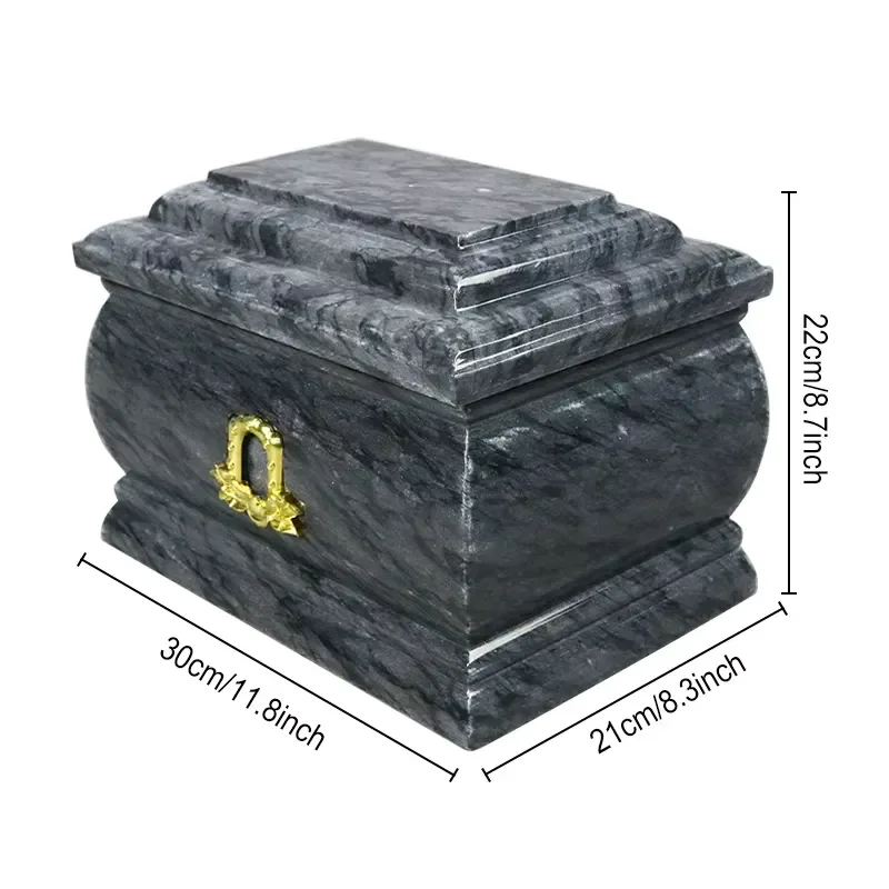 for Elegant Black Marble Cremation Urn Funeral Memorial Ash Urn European Style Polished Durable Design for Home Memorial