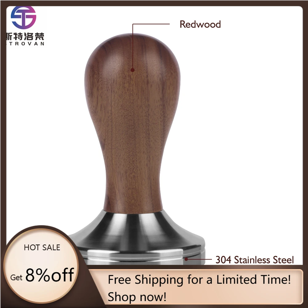 

STLF WJW Wholesale Full Sizes 304 Stainless Steel Metal Coffee Tamper Base Wood Handle Coffee Machine Accessories Coffee Tampers