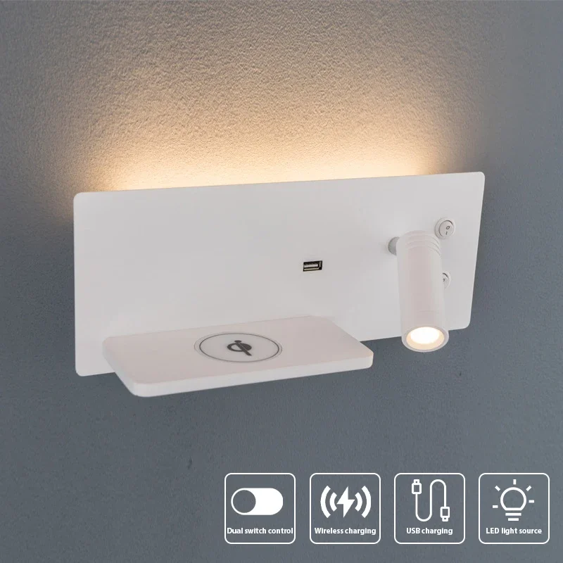 zerouno multifuncoes led reading interior wall light cabeceira wall sconce interruptor de carregamento do telefone sem fio hotel e bed lamp 01