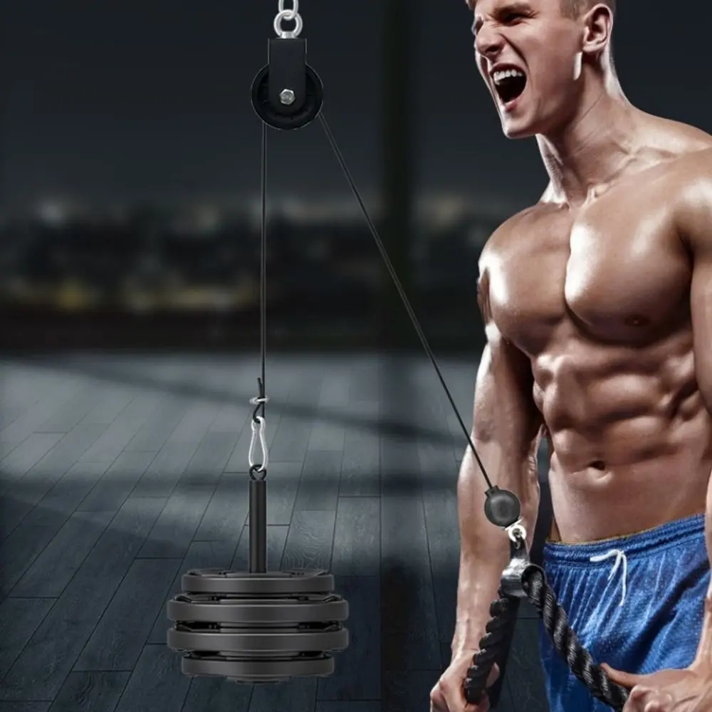 8Pcs Adjustable Home Gym Cable Reel Device Cable Corded Exercise Gym Hose Heavy Duty Portable Pulley Exercise Kit