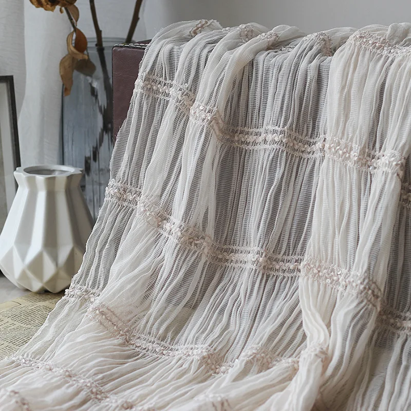 Tissu tulle à rayures, 140cm de large, 1 mètre/lot, mousseline de soie respirante, maille brodée déformable, robe d'été, tissu SC427