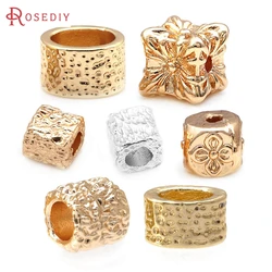 18K Gold Color Brass Square Bracelets Beads Spacer Beads High Quality Diy Jewelry Making Supplies Necklace Earrings for Women