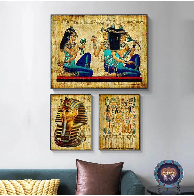 Retro Egyptian Landscape Wall Picture for Living Room Religious Painting Canvas Art Poster and Prints Home Decoration No Frame