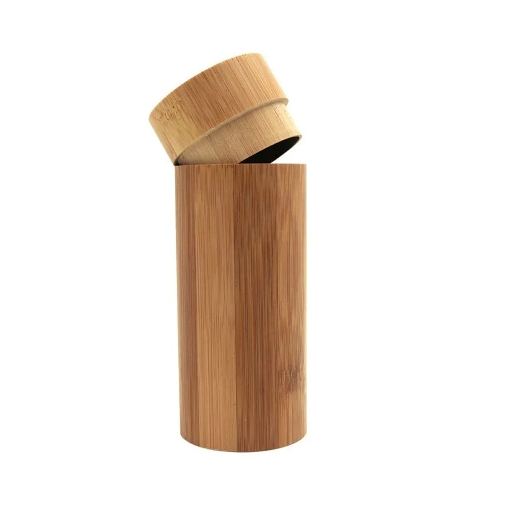 Natural Wood Bamboo Glasses Case Retro Brown Lightweight Wooden Sunglasses Box Biodegradable Shockproof Cylinder Eyewear Case