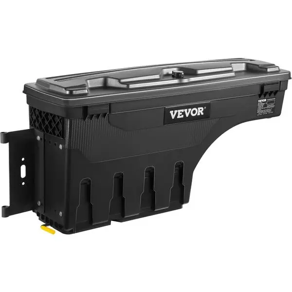 

VEVOR Truck Bed Storage Box, Lockable Swing Case with Password Padlock, 6.6 Gal/25 L ABS Wheel Well Tool Box, Waterproof and Dur