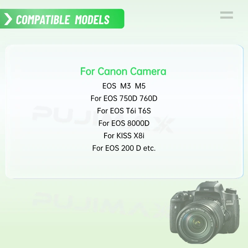 PUJIMAX for LP-E17 1040mAh Rechargeable Li-ion Battery for Canon EOS 750D 760D T6i T6S 8000D KISS X8i 200D Camera Battery